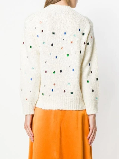 Shop Kenzo Gemstones Embellished Sweater In White