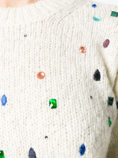 Shop Kenzo Gemstones Embellished Sweater In White