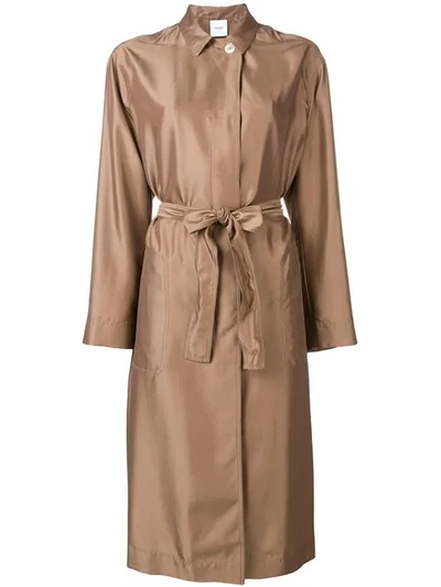 Shop Agnona Tie Waist Coat In Brown