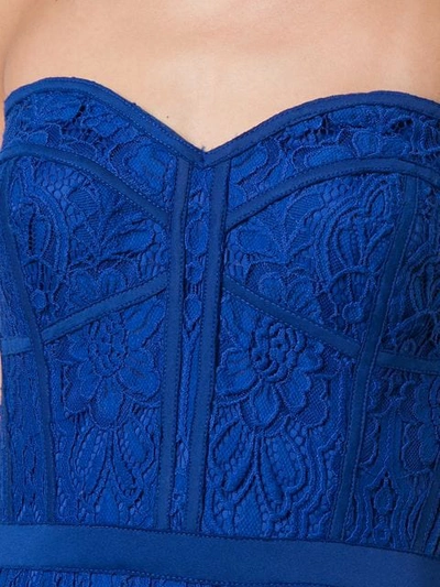 Shop Tadashi Shoji Floral Embroidered Evening Dress In Blue