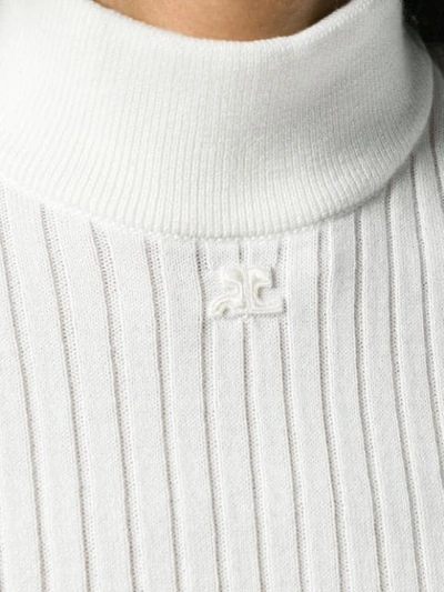 Shop Courrèges Turtleneck Fitted Sweater - White