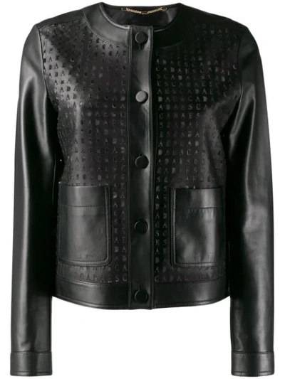 Shop Escada Perforated Leather Jacket In Black