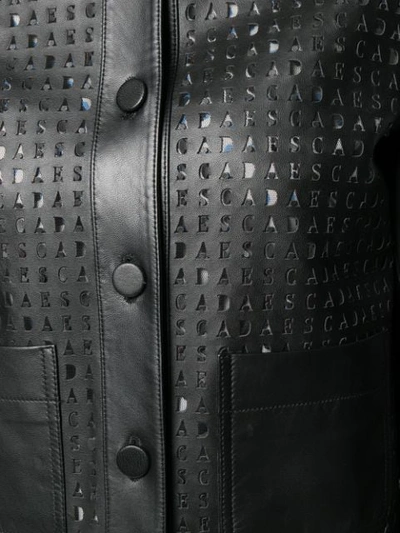 Shop Escada Perforated Leather Jacket In Black
