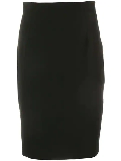 Shop Versace Side Logo Stripe Fitted Skirt In Black