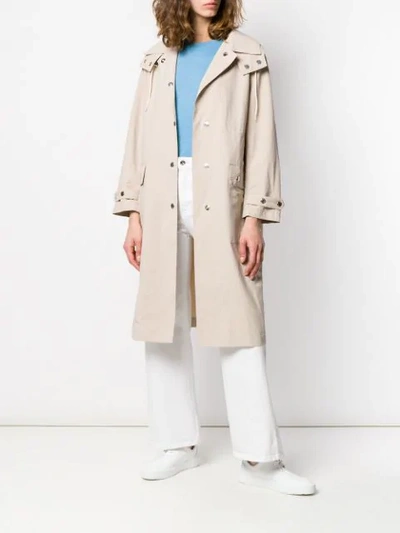 Shop Mackintosh Hooded Rain Coat In Neutrals