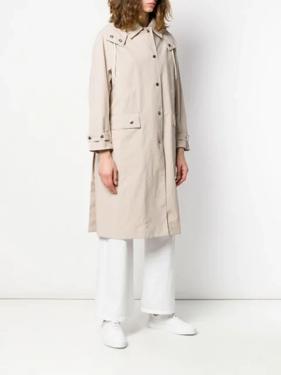 Shop Mackintosh Hooded Rain Coat In Neutrals