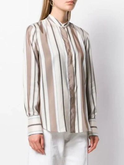 Shop Brunello Cucinelli Striped Blouse In Neutrals