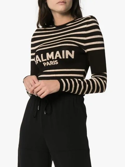 Shop Balmain Body Mit Logo In Eai Black/neutrals