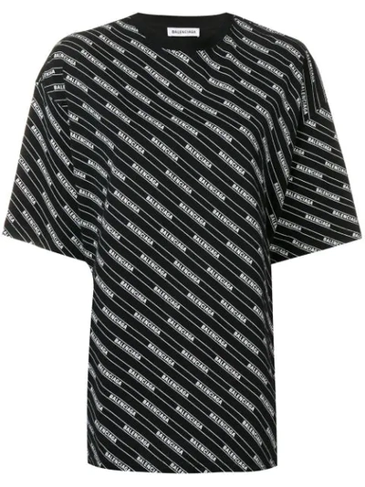 Balenciaga Allover Logo Cotton-jersey T-shirt In 1000-black | ModeSens
