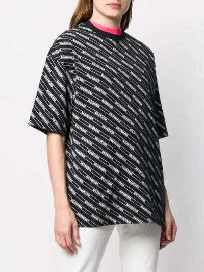 Balenciaga Allover Logo Cotton-jersey T-shirt In 1000-black | ModeSens