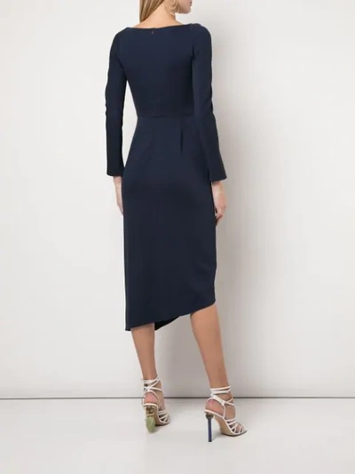 Shop Michelle Mason Cowl Neck Midi Dress In Blue