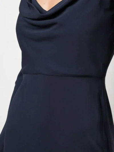 Shop Michelle Mason Cowl Neck Midi Dress In Blue