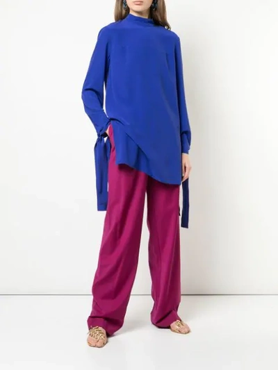 Shop Derek Lam Long Sleeve Mock Neck Tunic In Blue