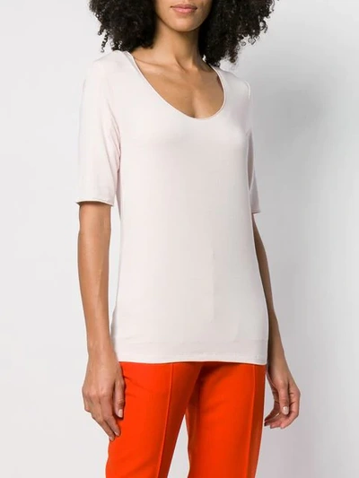 Shop Majestic Scoop Neck T-shirt In Pink