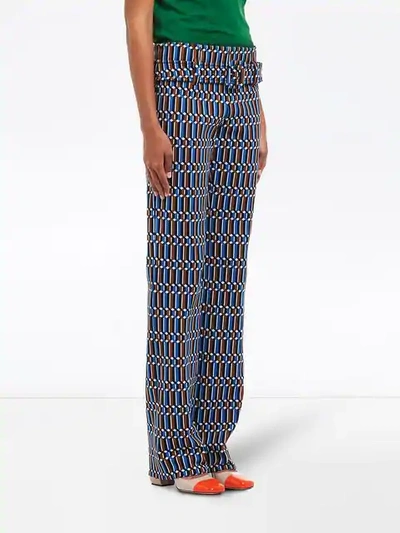 Shop Prada Technical Jacquard Trousers In F0013 Light Blue