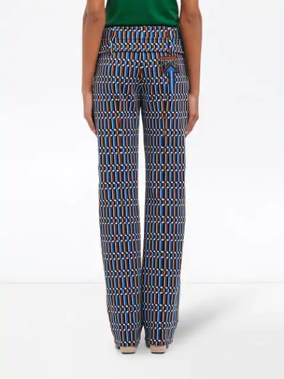 Shop Prada Technical Jacquard Trousers In F0013 Light Blue