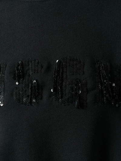 Shop Msgm Sequined Logo Sweatshirt In Black