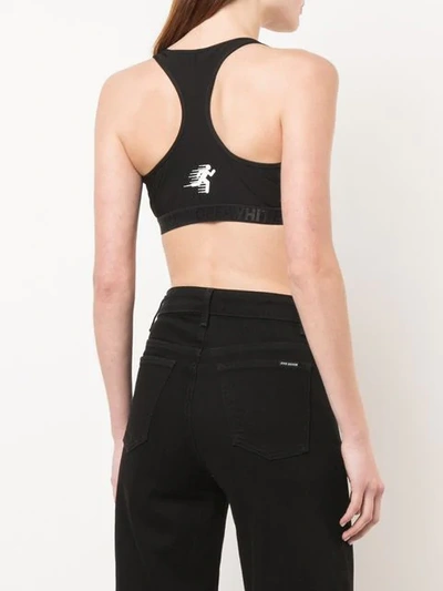 Shop Off-white Logo Print Sports Bra Top In Black