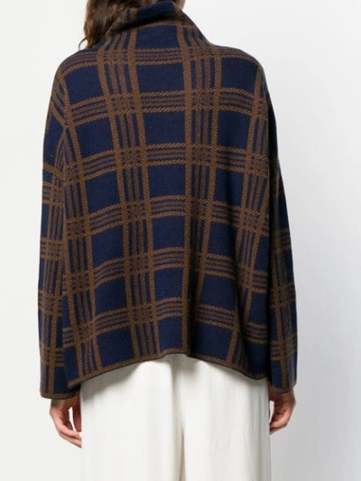 Shop Vince Plaid Funnel Neck Sweater In Blue ,brown