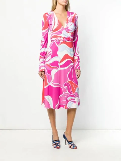 Shop Emilio Pucci Rivera Print Belted Wrap Dress In Pink