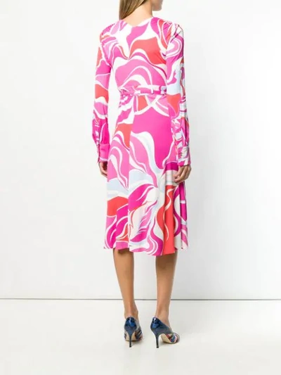 Shop Emilio Pucci Rivera Print Belted Wrap Dress In Pink