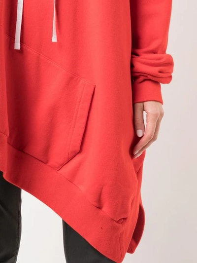 Shop Ben Taverniti Unravel Project Oversized Long Hoodie In Red