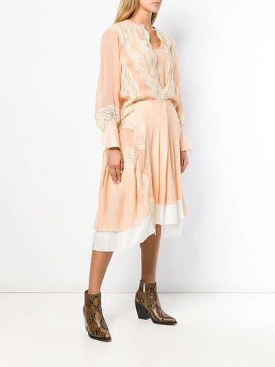 Shop Chloé Lace Embellished Dress In Neutrals