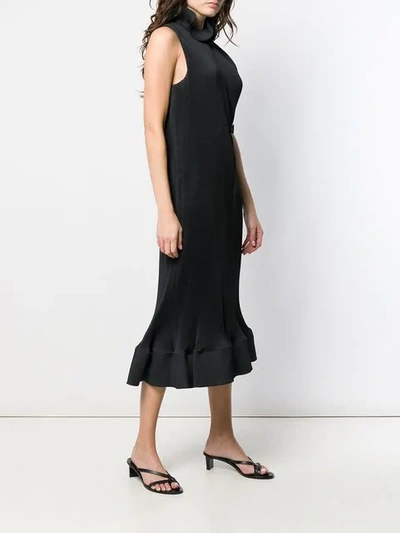 Shop Tibi Pleated Sleeveless Dress In Black