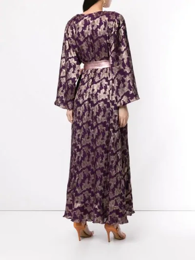 Shop Dima Ayad Metallic Print Flared Dress In Purple