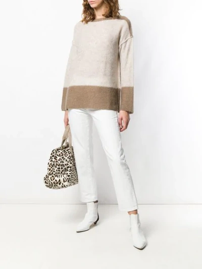 Shop Daniela Pancheri Bicolour Knit Jumper In Neutrals