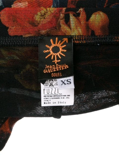 Pre-owned Jean Paul Gaultier Vintage Floral Print Leggings In Black