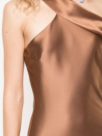 Shop Cushnie Asymmetric Off Shoulder Dress In Brown