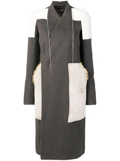 Shop Rick Owens Patchwork Panelled Coat In Grey