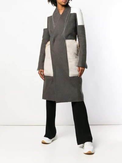 Shop Rick Owens Patchwork Panelled Coat In Grey