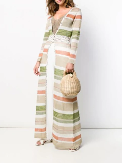 Shop Missoni Striped Maxi Cardigan In Neutrals