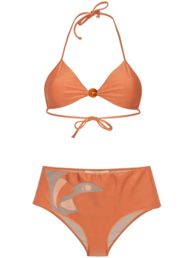 Shop Adriana Degreas Cut-out Boxer Bikini In Orange