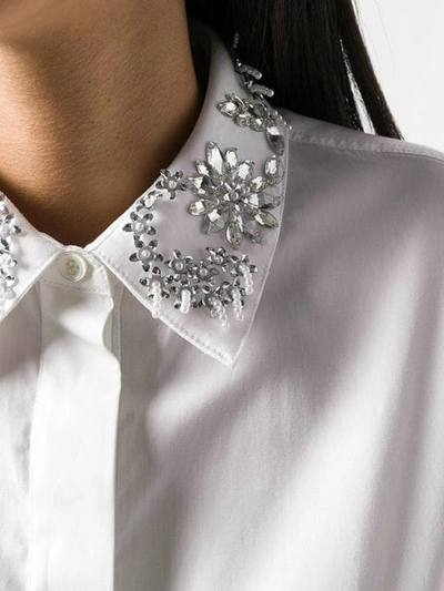 Shop Rabanne Crystal Embellished Shirt Dress In White