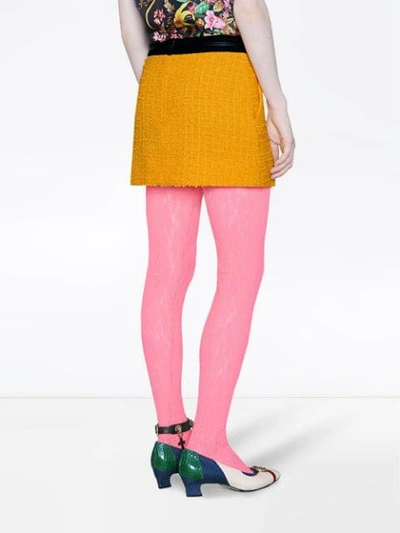 Shop Gucci Tweed Mini Skirt In Yellow