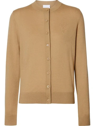 Shop Burberry Monogram Motif Cardigan In Neutrals