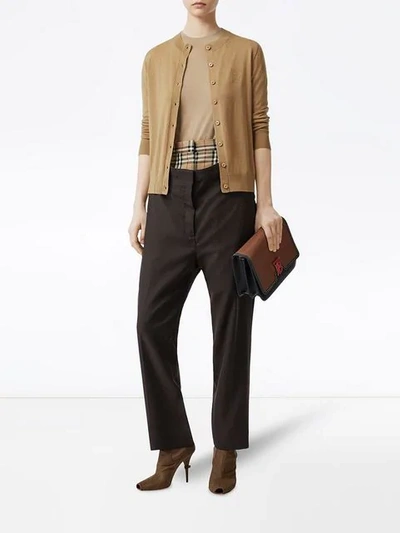 Shop Burberry Monogram Motif Cardigan In Neutrals