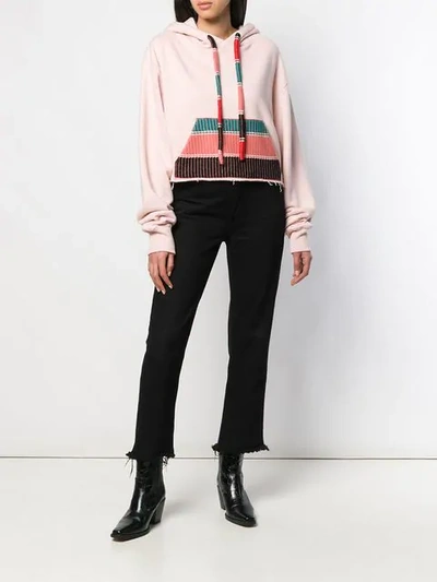 Shop Alanui Knitted Pocket Hoodie In Pink