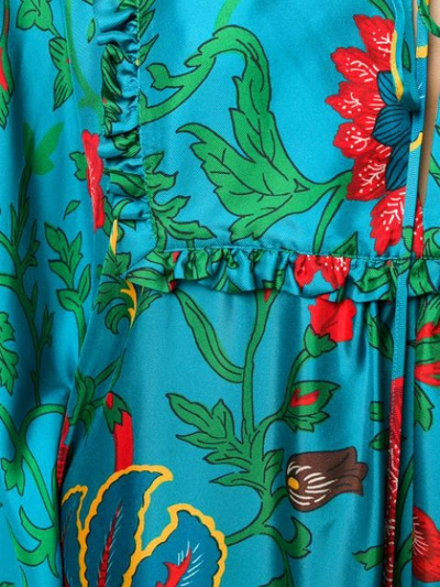Shop La Doublej Dragon Flower Print Dress In Blue