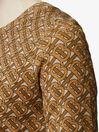 Shop Burberry Monogram Print Merino Wool Top In Beige
