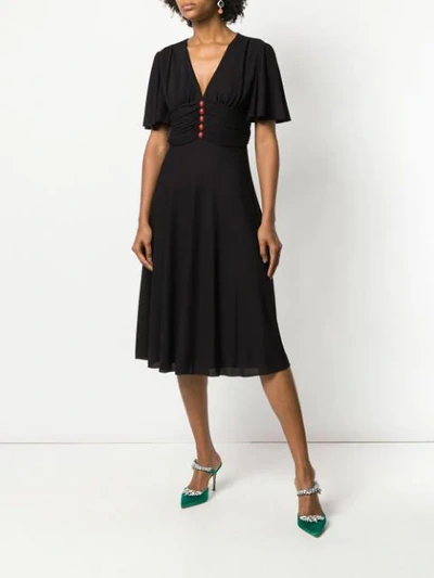 Shop Gucci Ladybug Buttons Flared Dress In Black