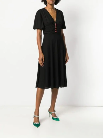 Shop Gucci Ladybug Buttons Flared Dress In Black