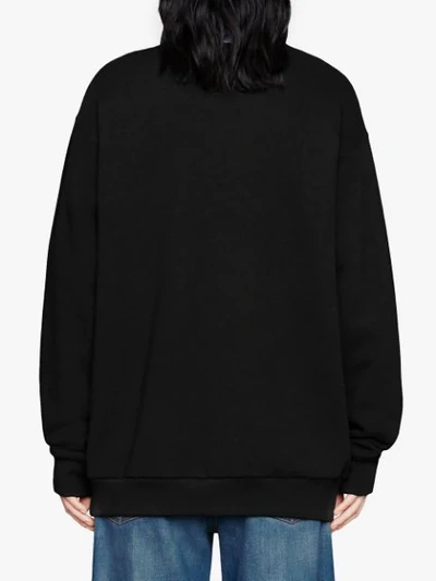 Gucci White Tennis Logo Sweatshirt In Black