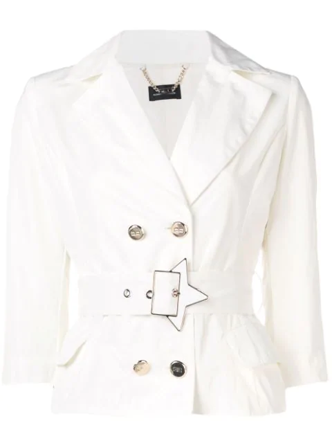 white button detail blazer midi dress