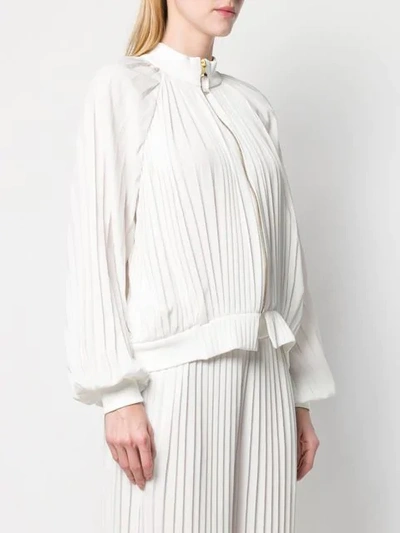 Shop Atu Body Couture Pleated Bomber Jacket In White