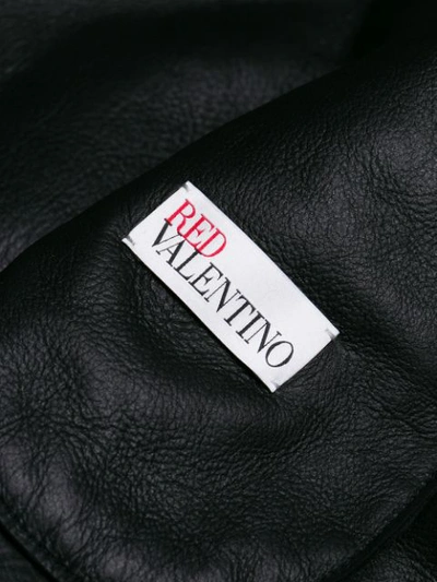 Shop Red Valentino Shearling Trim Coat - Black
