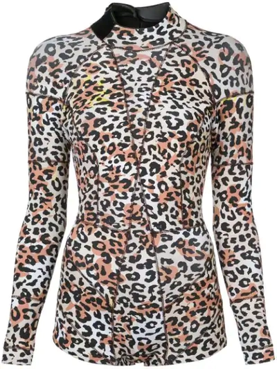 Shop Cynthia Rowley Leopard Print Wet Suit In Brown